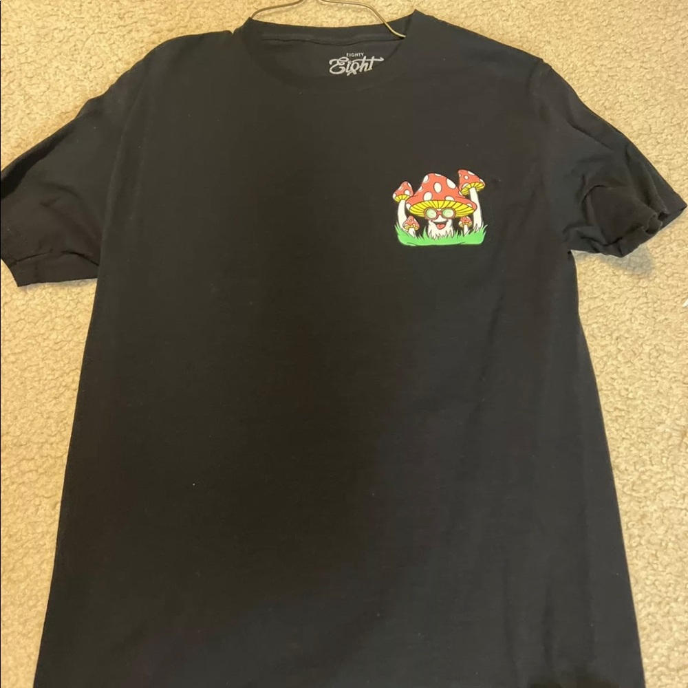 black graphic tee
